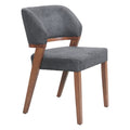Sunobu Dining Chair Zuo 110496 | Poly Linen Fabric, Rubberwood | Azure Gray & Walnut