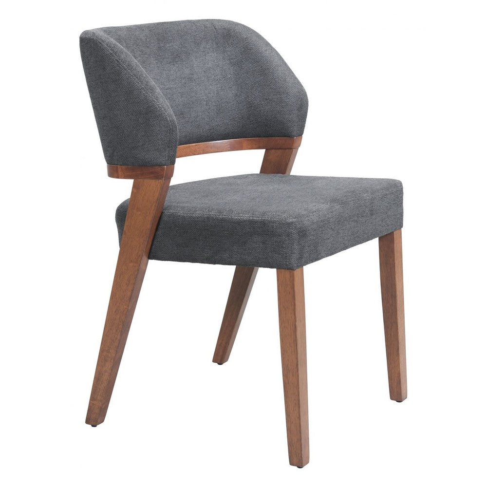 Sunobu Dining Chair Zuo 110496 | Poly Linen Fabric, Rubberwood | Azure Gray & Walnut