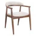 Goka Dining Chair Zuo 110497 | Poly Linen Fabric, Rubberwood | Beige & Walnut