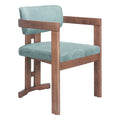 Poly Dining Chair Zuo 110498 | Poly Linen Fabric, Rubberwood | Moss Gray & Walnut