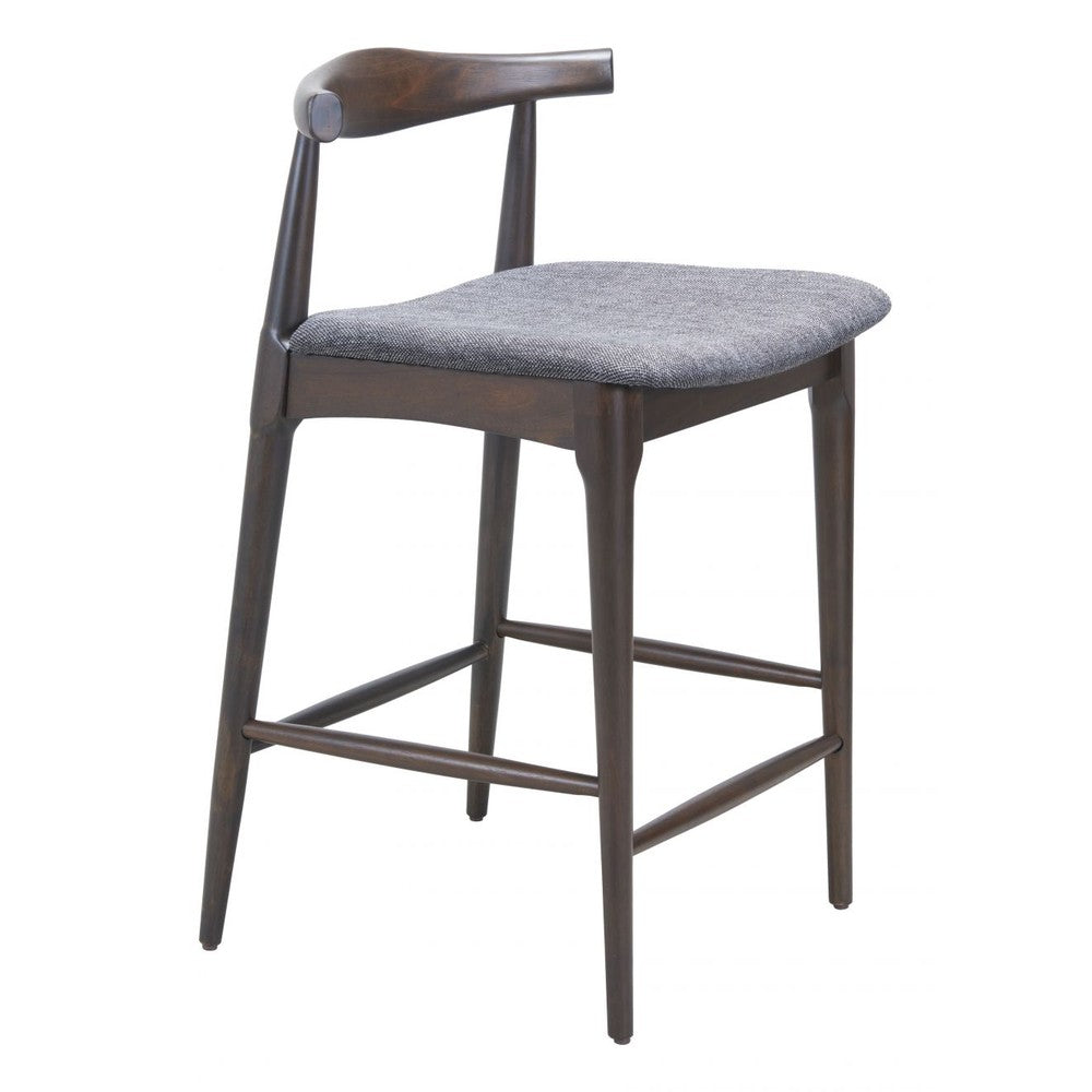 Tuzka Counter Stool Zuo 110514 | Poly Linen Fabric, Rubberwood | Gray & Espresso