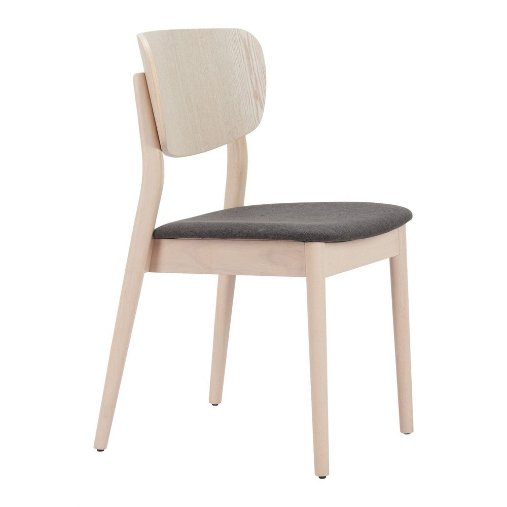 Kellua Dining Chair Zuo 110517 | Poly Linen Fabric, Whitewashed Rubberwood | Gray & Natural