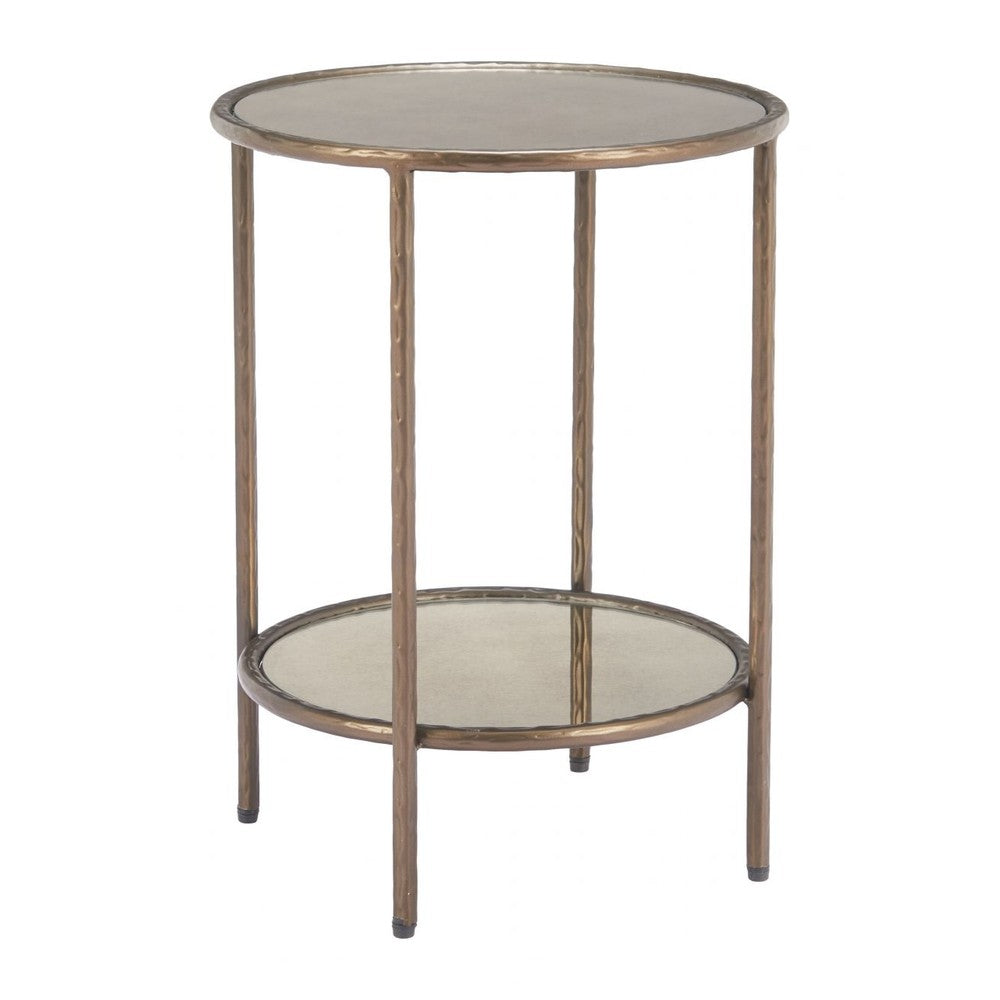 Anelli Side Table Zuo 110535 | Mirror Glass, Powder Coated Steel | Bronze