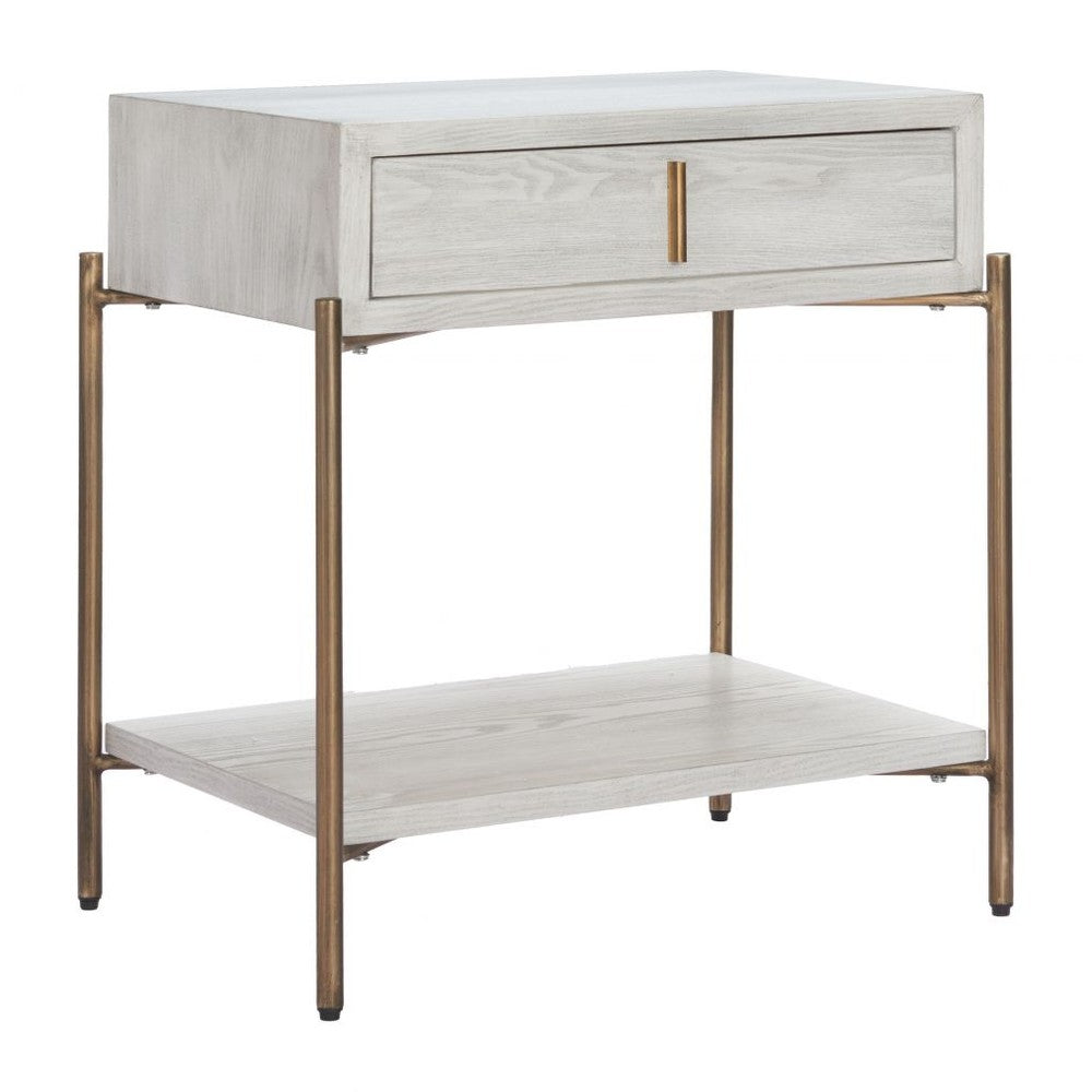 Yoru Side Table Zuo 110547 | Wood Veneer MDF, Powder Coated Steel | Oak White