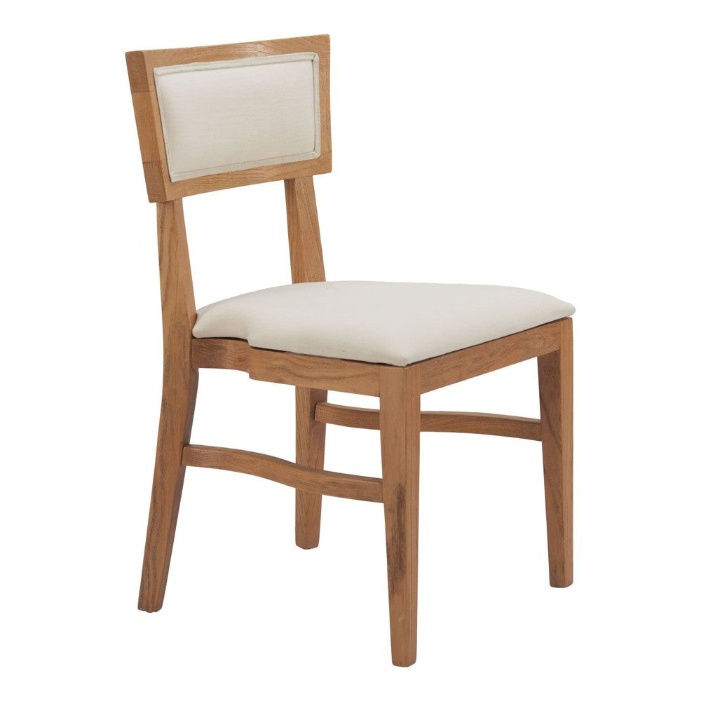 Kuchen Dining Chair Zuo 110554 | Poly Linen Fabric, Whitewashed Elm Wood | Ivory & Natural