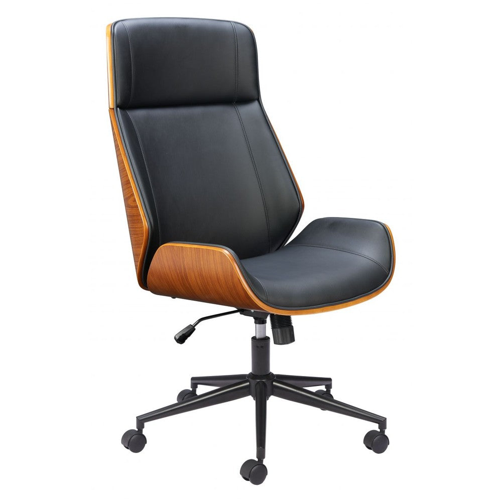 Flex High Back Office Chair Zuo 110559 | Faux Leather, Powder Coated Steel | Black