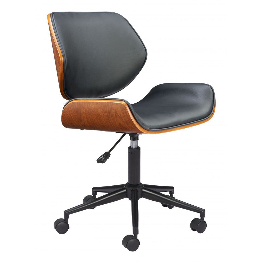 Flex Low Back Office Chair Zuo 110561 | Faux Leather, Powder Coated Steel | Black
