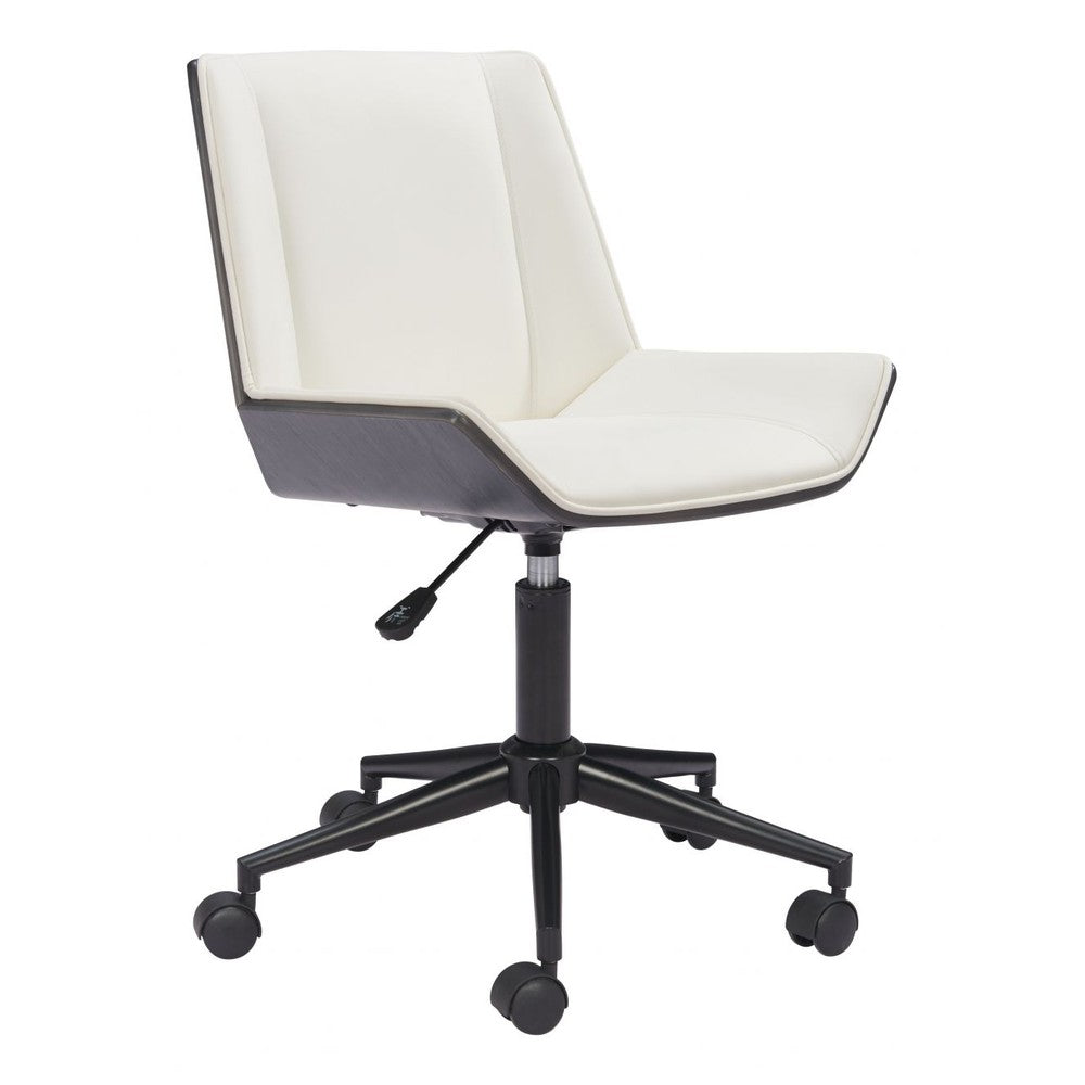 Maker Office Chair Zuo 110566 | Faux Leather, Powder Coated Steel | White