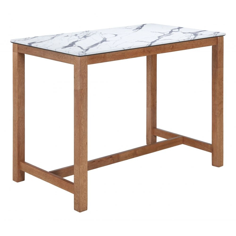 Fein Counter Table Zuo 110587 | Faux Marble Rubberwood, Rubberwood | White