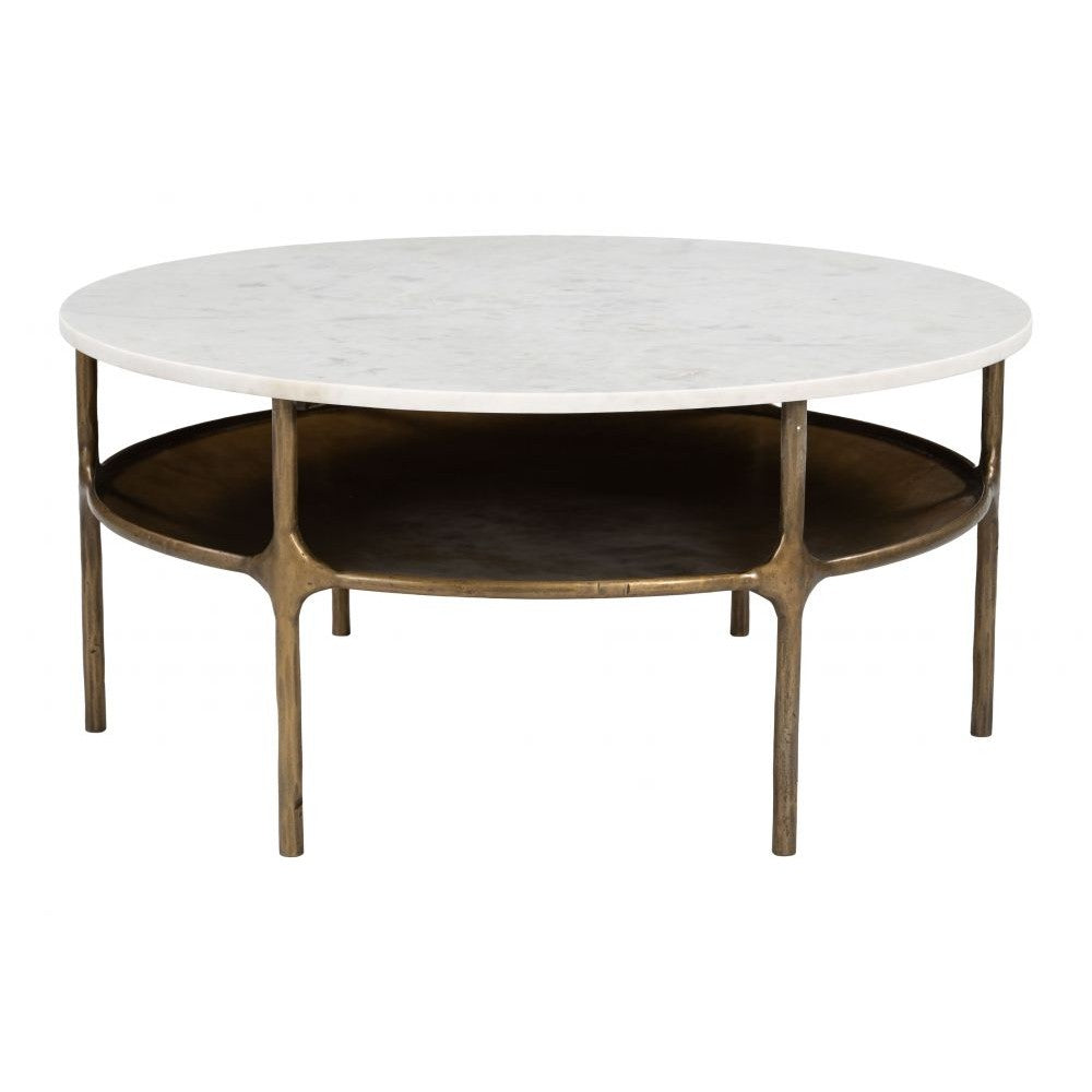 Bild Coffee Table Zuo 110595 | Natural Marble, Forged Iron | White & Brass