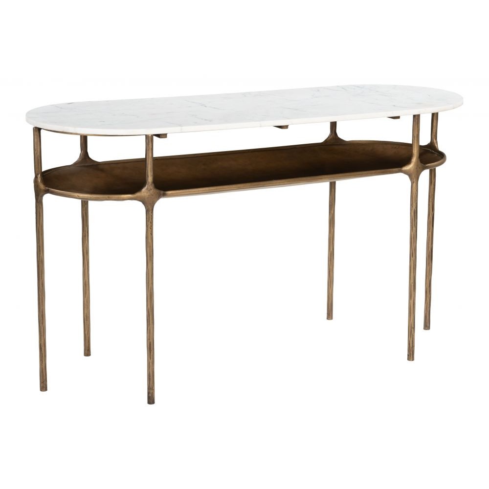 Bild Console Table Zuo 110596 | Natural Marble, Forged Iron | White & Brass