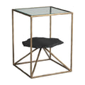 Ranol Side Table Zuo 110601 | Glass, Natural Marble, Forged Iron | Brass