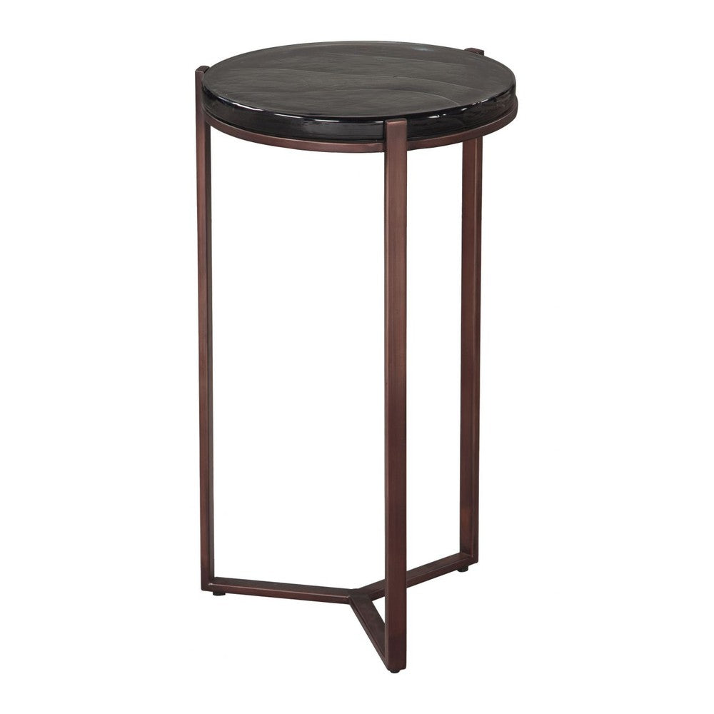 Daiza Side Table Zuo 110613 | Recycled Sand Cast Glass, Powder Coated Iron | Bronze