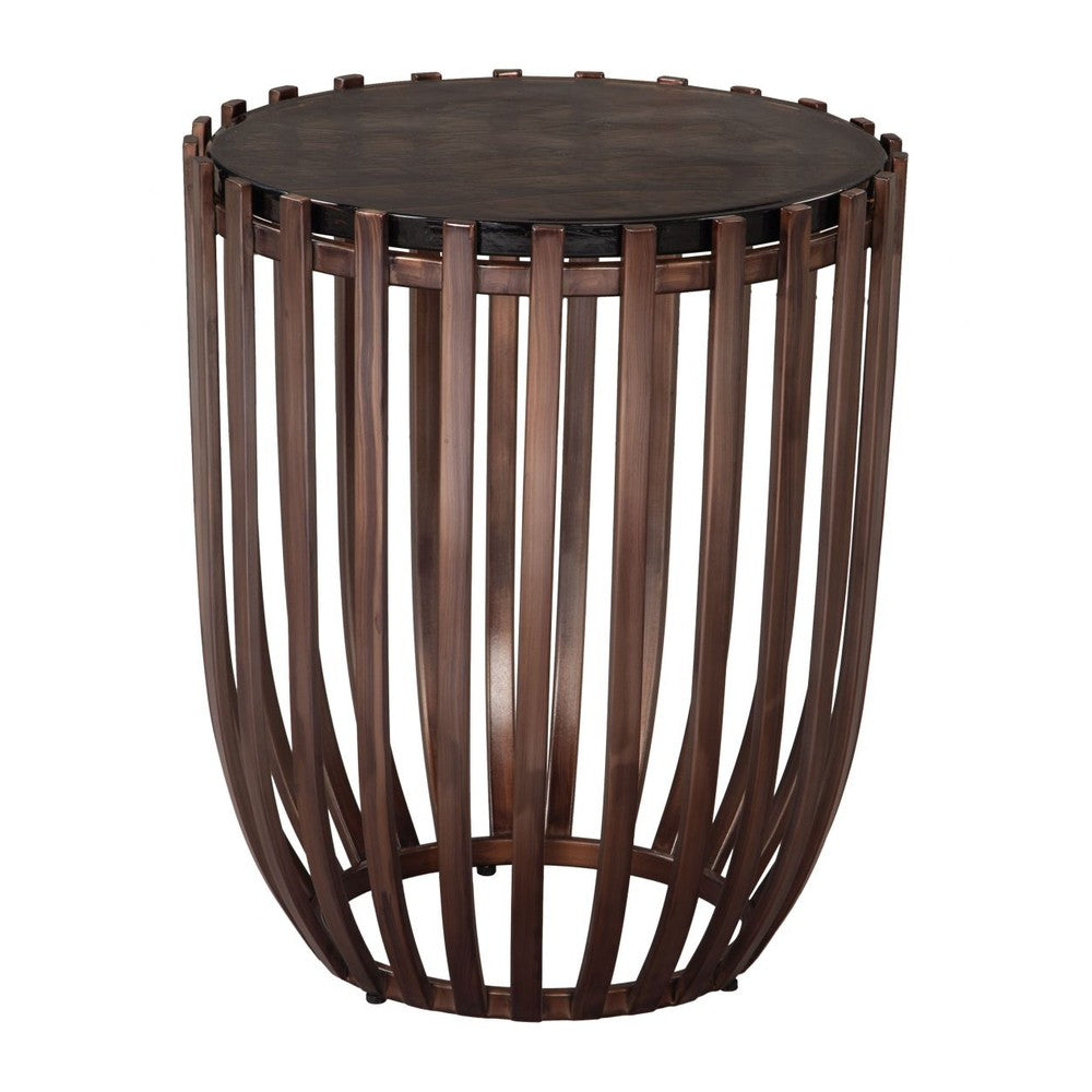 Kafig Side Table Zuo 110614 | Recycled Sand Cast Glass, Powder Coated Iron | Bronze