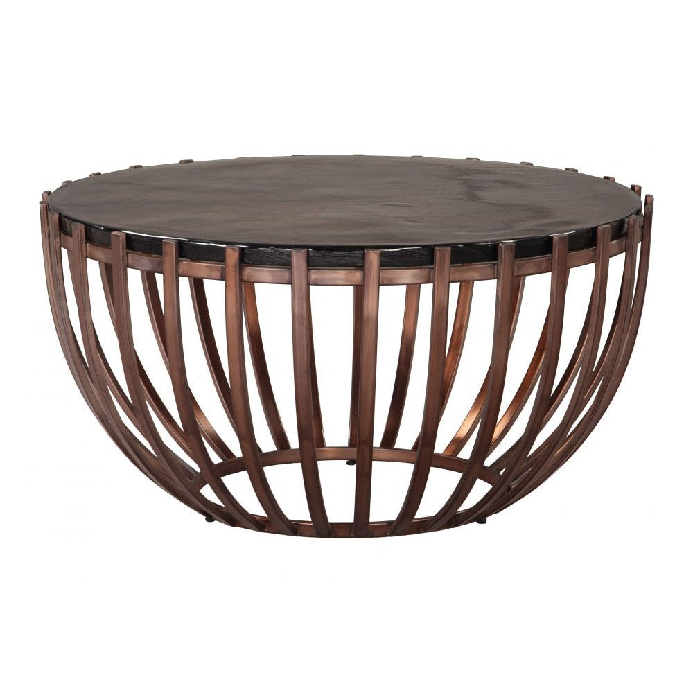 Kafig Coffee Table Zuo 110615 | Recycled Sand Cast Glass, Powder Coated Iron | Bronze