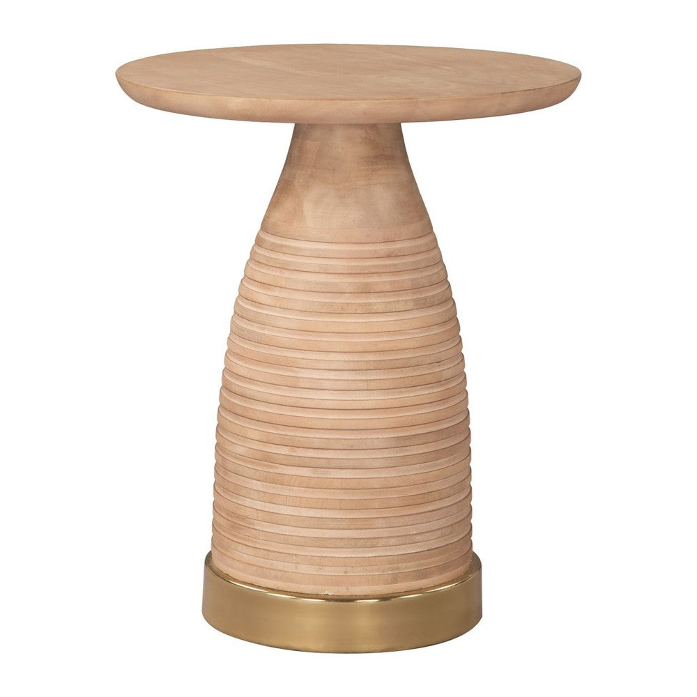Radiant Side Table Zuo 110625 | Solid Mango Wood, Electroplated Iron | Natural