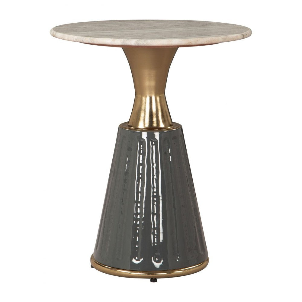 Glasa Side Table Zuo 110627 | Natural Marble, MDF, Electroplated Iron | Multicolor