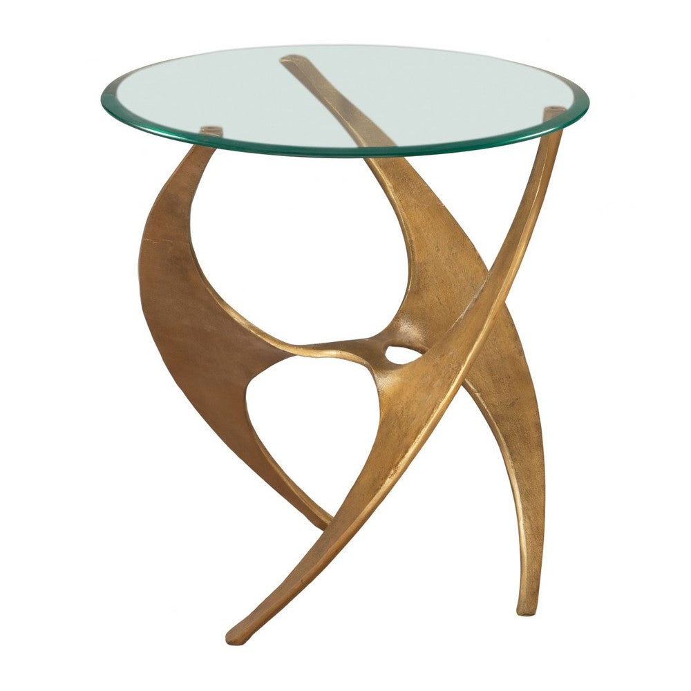 Sabel Side Table Zuo 110645 | Clear Glass, Electroplated Aluminum | Gold