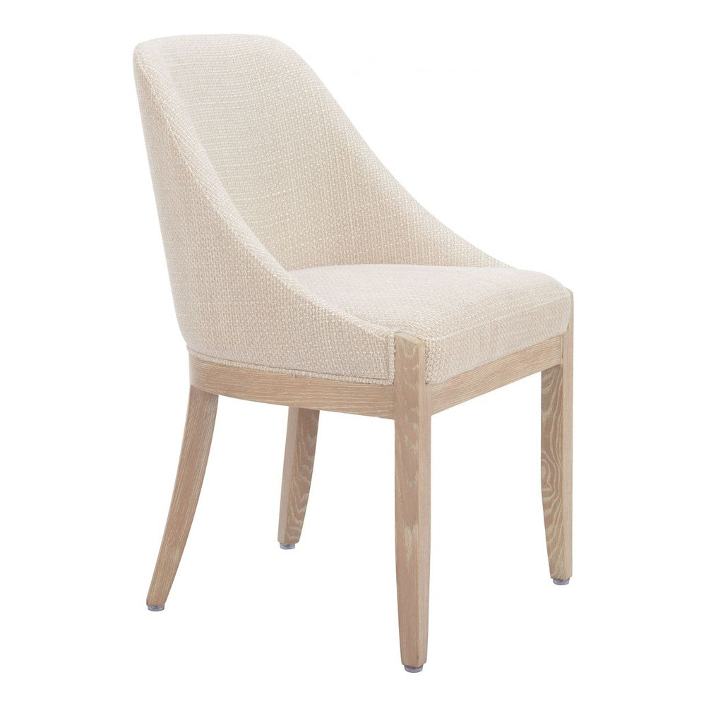 Calmo Dining Chair Zuo 110646 | Textured Polyester Fabric, Solid Ash Wood | Beige