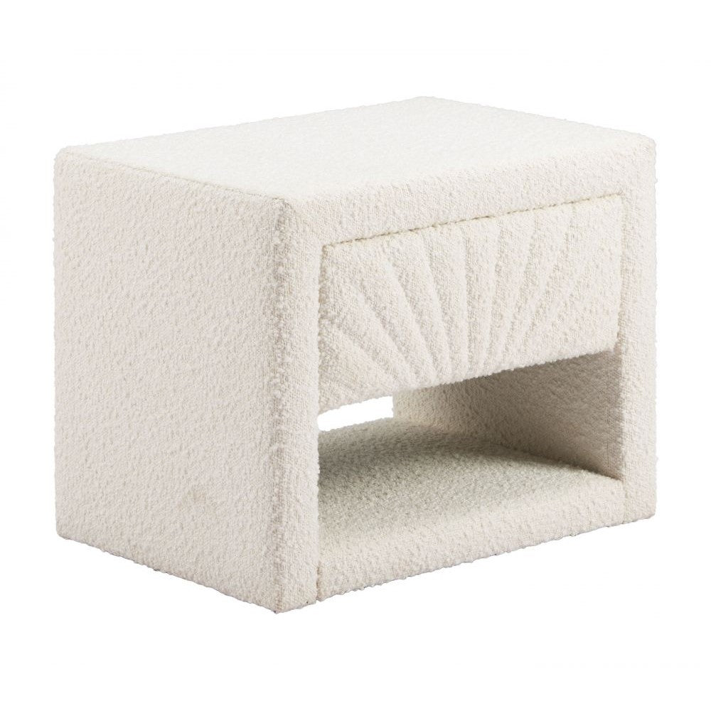 Baris Nightstand Zuo 110652 | Textured Polyester Fabric, MDF, 100% Polypropylene | Ivory