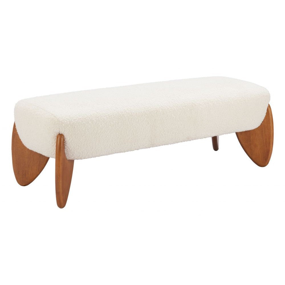 Charm Bench Zuo 110660 | Textured Polyester Fabric, Rubberwood | Ivory