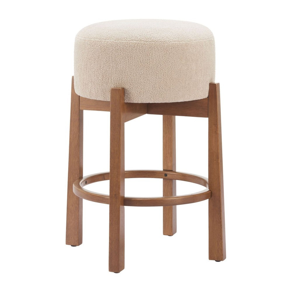 Nade Counter Stool Zuo 110662 | Textured Polyester Fabric, Rubberwood | Beige & Walnut