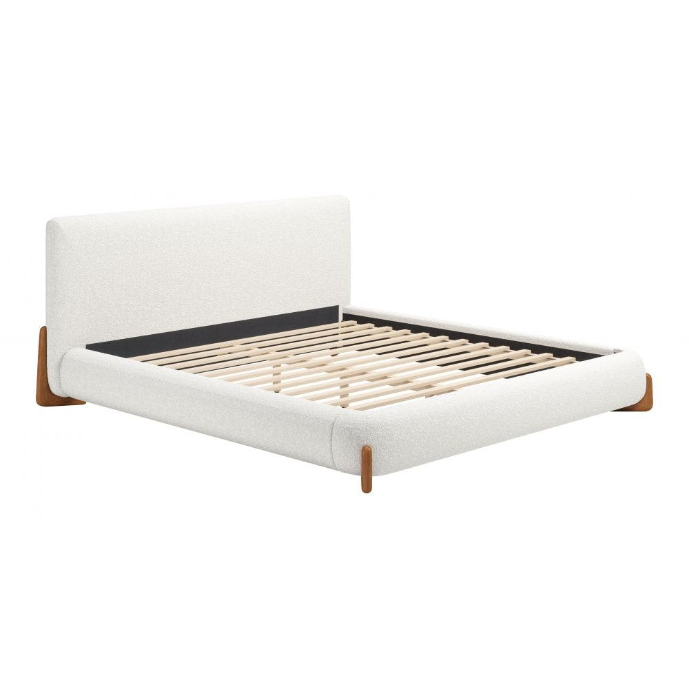 Baris King Bed Zuo 110664 | Textured Polyester Fabric, Rubberwood, MDF | Ivory