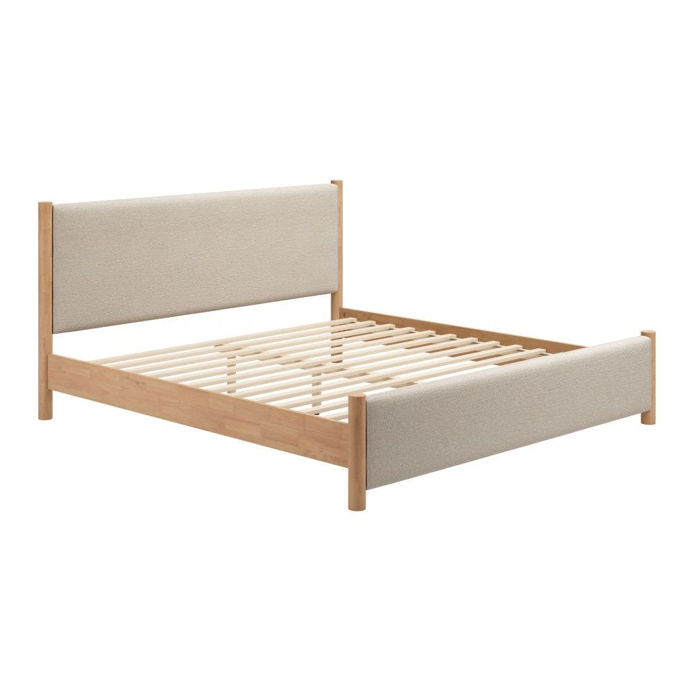 Hadi King Bed Zuo 110671 | Textured Polyester Fabric, MDF | Beige & Natural