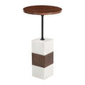 Stuk Side Table Zuo 110673 | Natural Marble, Mango Wood, Iron | Brown & White