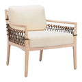 Wezly Accent Chair Zuo 110687 | Textured Polyester Fabric, Whitewashed, Rubberwood, 100% Polypropylene | Ivory