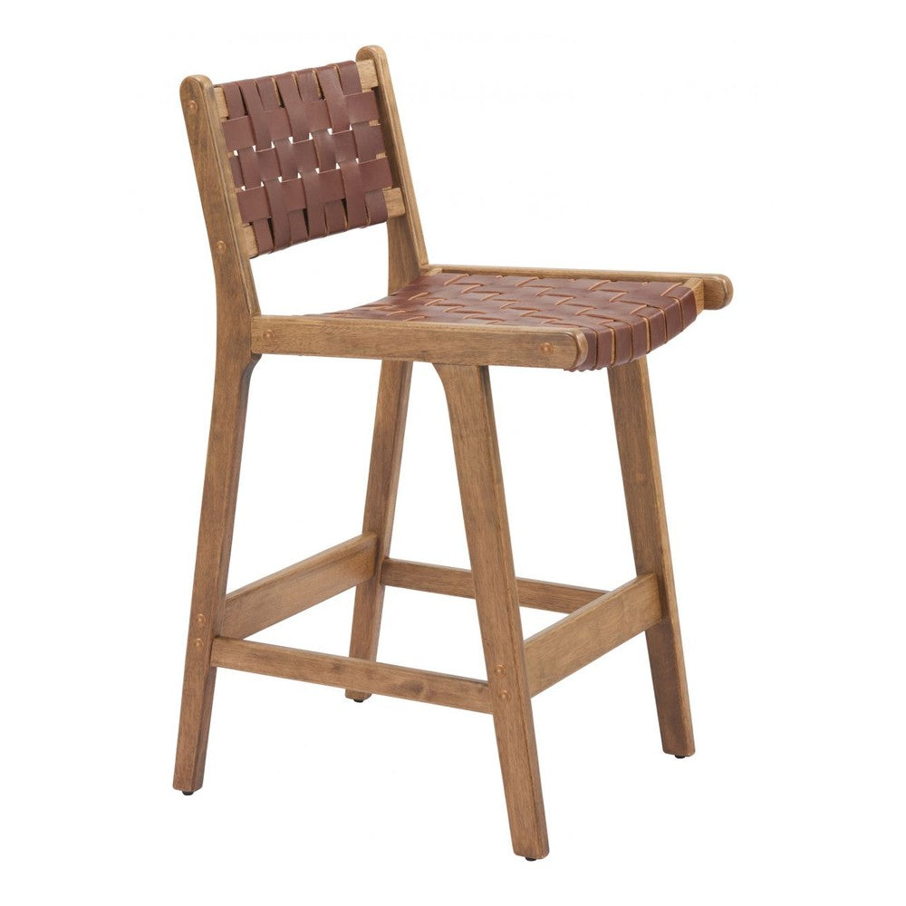 Feder Counter Stool Zuo 110692 | 100% Leather, Rubberwood | Brown