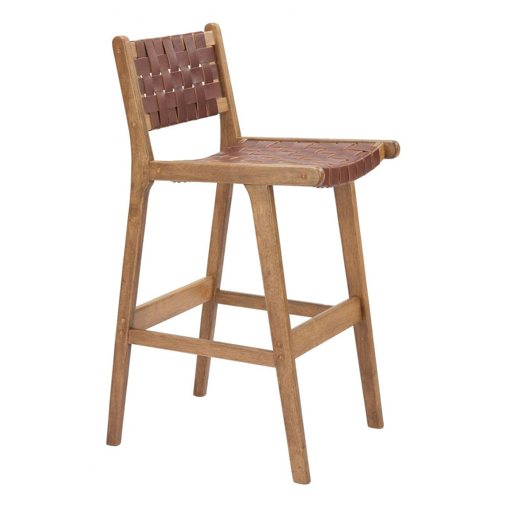 Feder Barstool Zuo 110693 | 100% Leather, Rubberwood | Brown