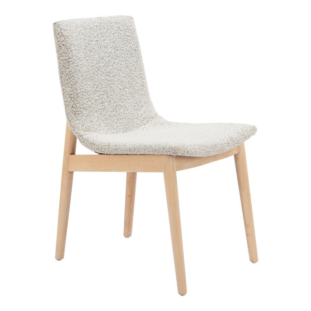 Raha Dining Chair Zuo 110696 | Textured Polyester Fabric, Whitewashed Rubberwood | Gray & Whitewashed