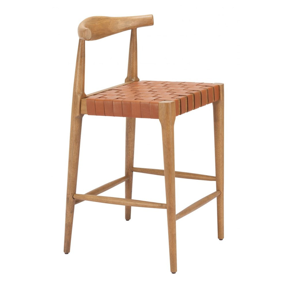 Bandani Counter Stool Zuo 110698 | 100% Leather, Rubberwood | Ta n