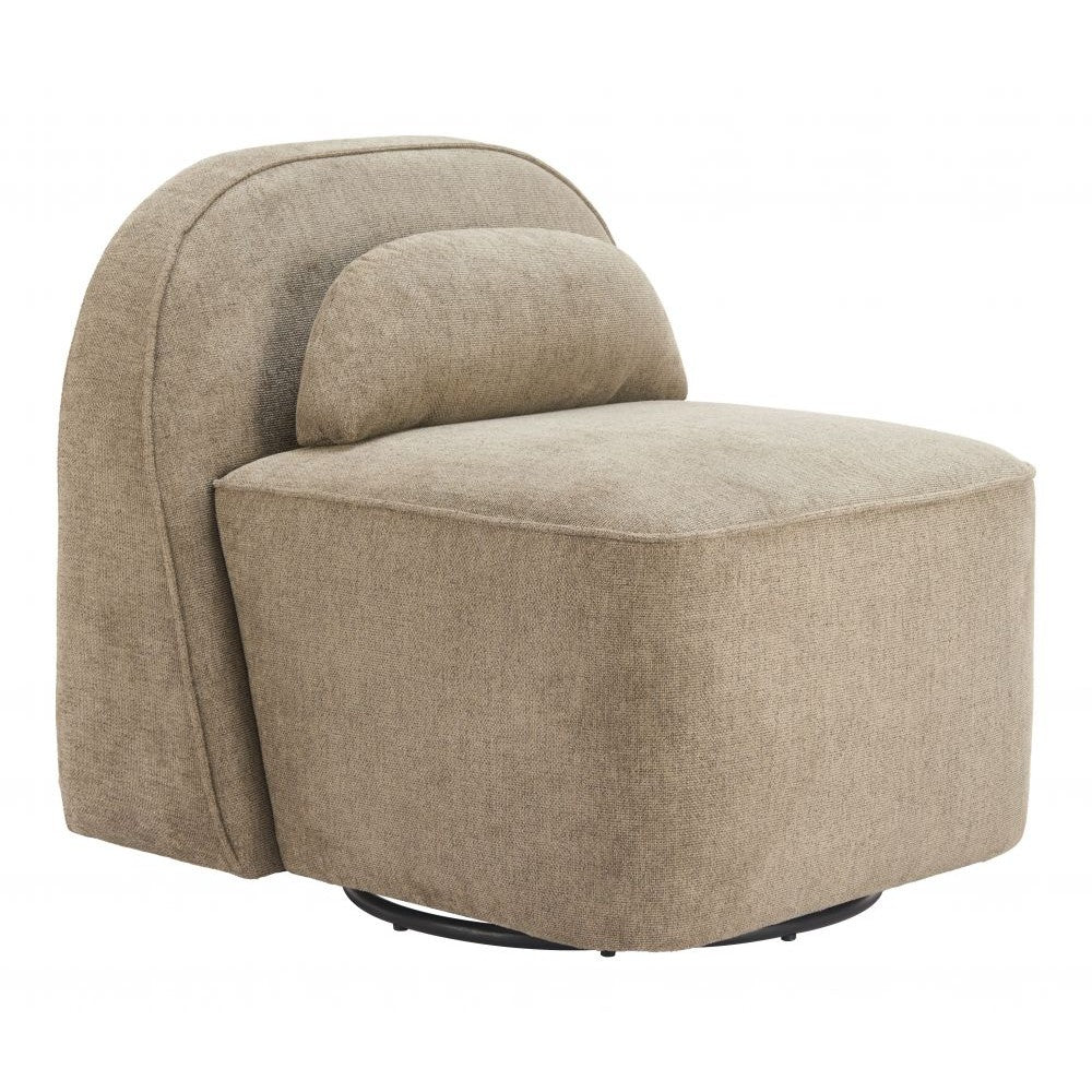 Kakao Swivel Chair Zuo 110707 | Shearling Style Polyester Fabric, MDF, Powder Coated Steel | Olive Brown