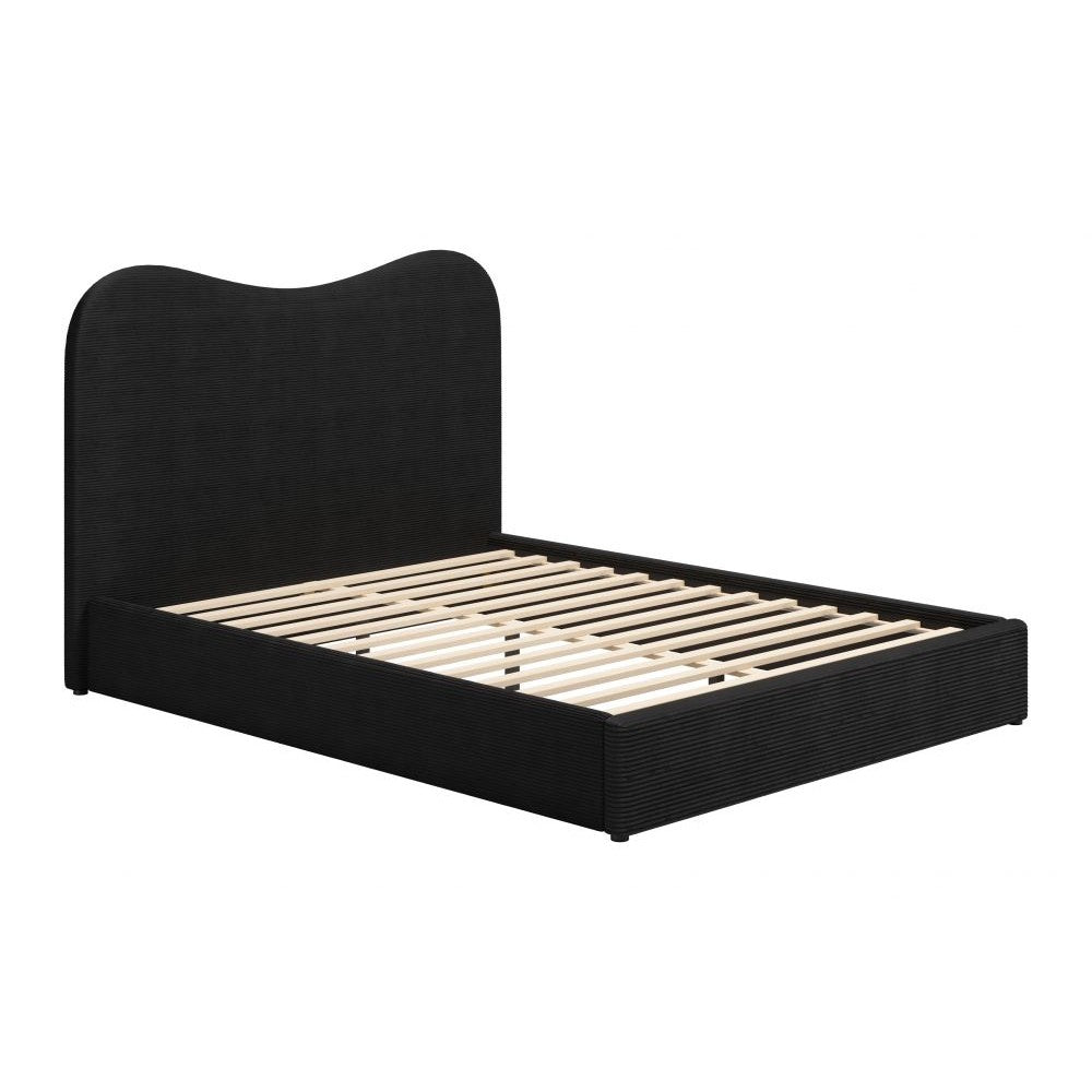 Sele Queen Bed Zuo 110711 | Velvet Polyester Fabric, Rubberwood, MDF, 100% Polypropylene | Black