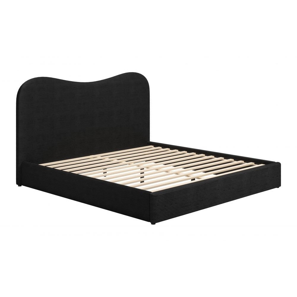 Sele King Bed Zuo 110712 | Velvet Polyester Fabric, Rubberwood, MDF, 100% Polypropylene | Black