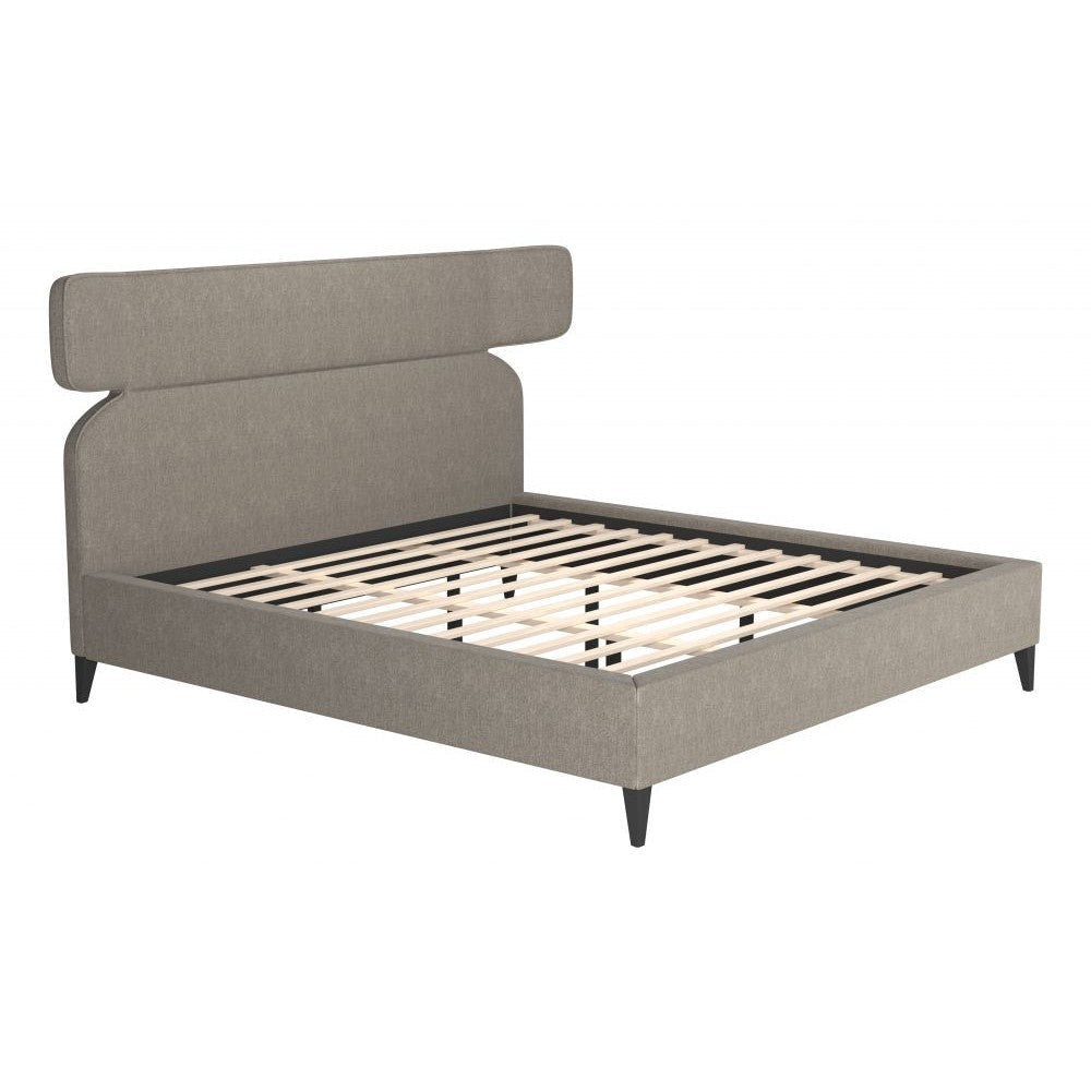 Dusa King Bed Zuo 110714 | Polyester Fabric, Rubberwood, MDF, Translucent Acrylic | Olive Brown