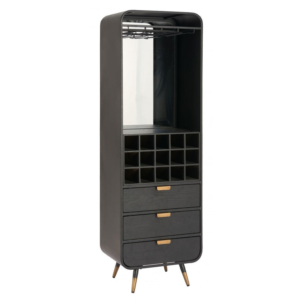 Magara Bar Cabinet Zuo 110731 | Fir Wood, MDF, Mirror Glass, Steel | Black