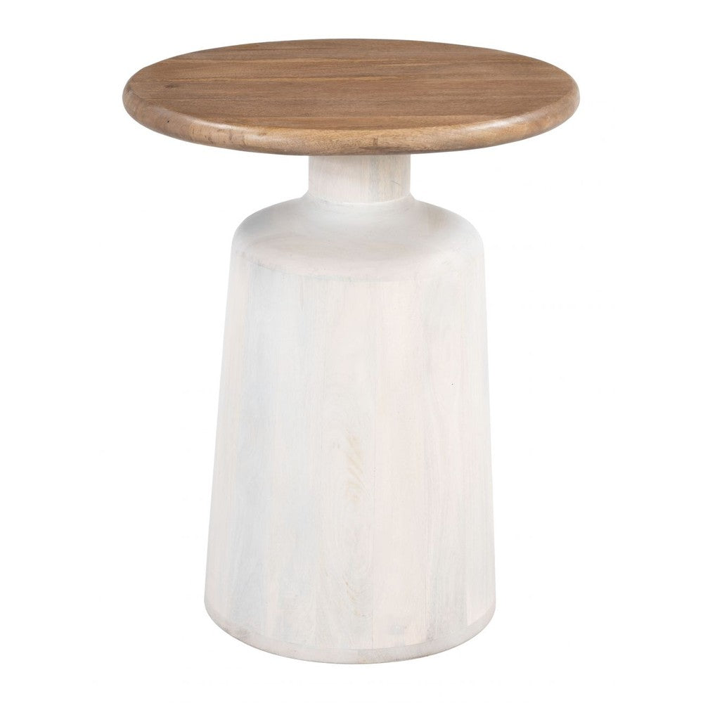 Goblet Side Table Zuo 110734 | Mango Wood | Brown & White