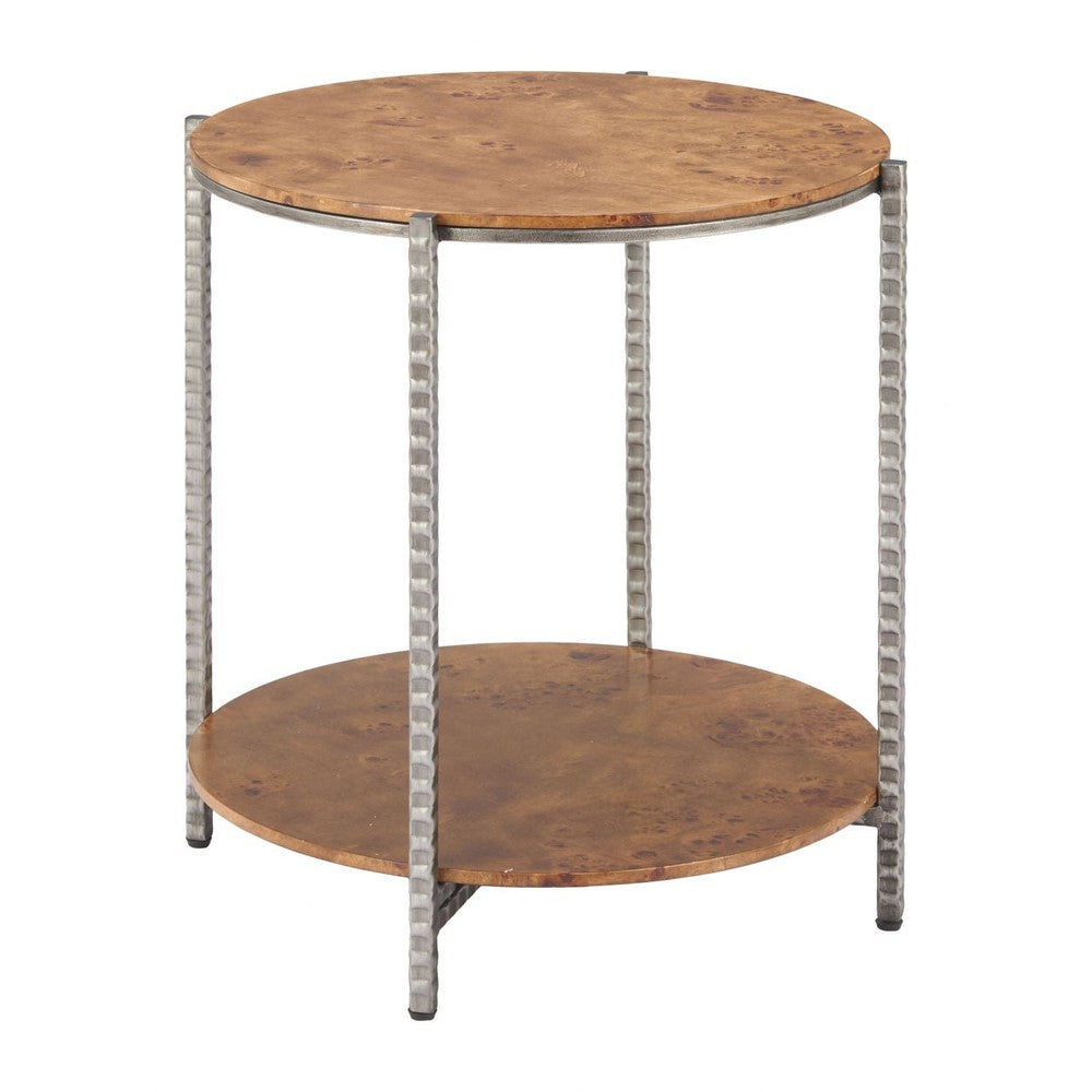 Adna Side Table Zuo 110750 | Burl Veneer MDF, Hammered Steel | Brown