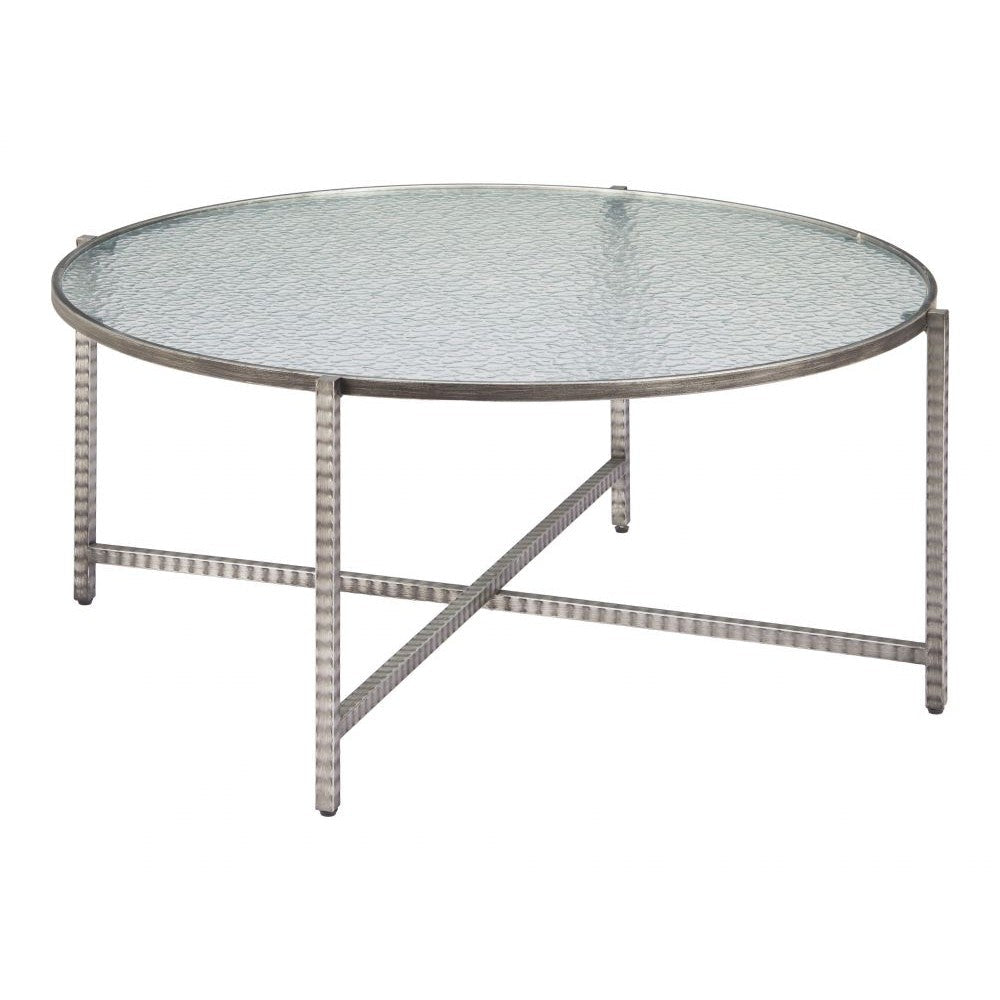 Vetro Coffee Table Zuo 110751 | Rippled Glass, Hammered Steel | Silver