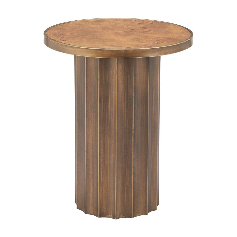 Afinato Side Table Zuo 110754 | Burl Veneer MDF, Steel | Brown
