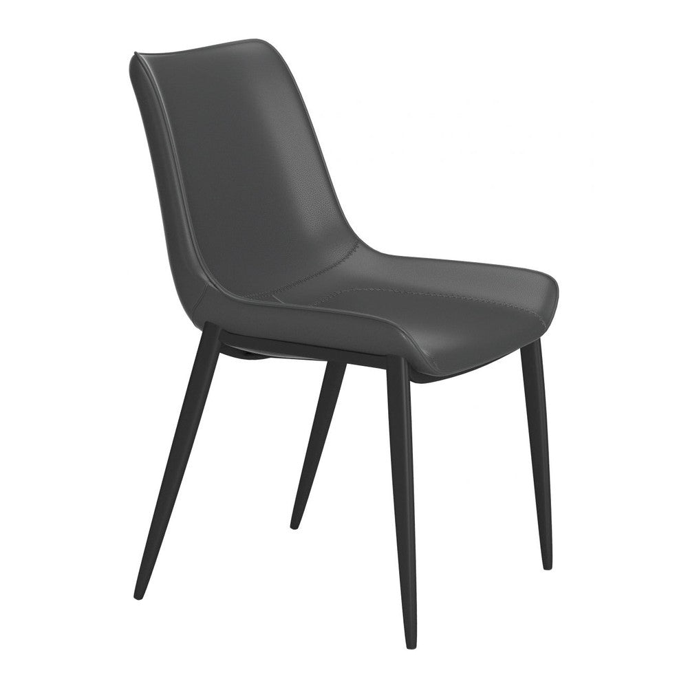 Magnus Dining Chair Zuo 110776 | Faux Leather, Powder Coated Steel | Black