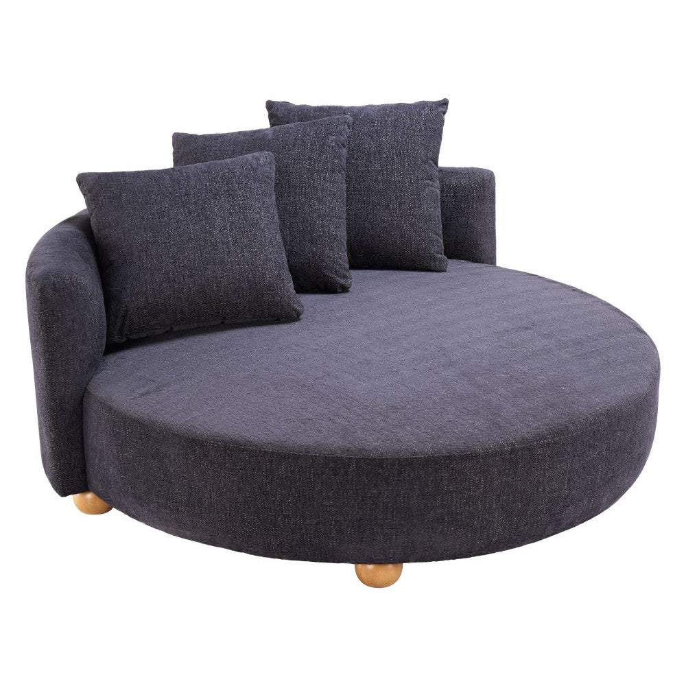 Cloud Round Chaise Lounge Zuo 110778 | Textured Polyester Fabric, Painted Rubberwood | Black