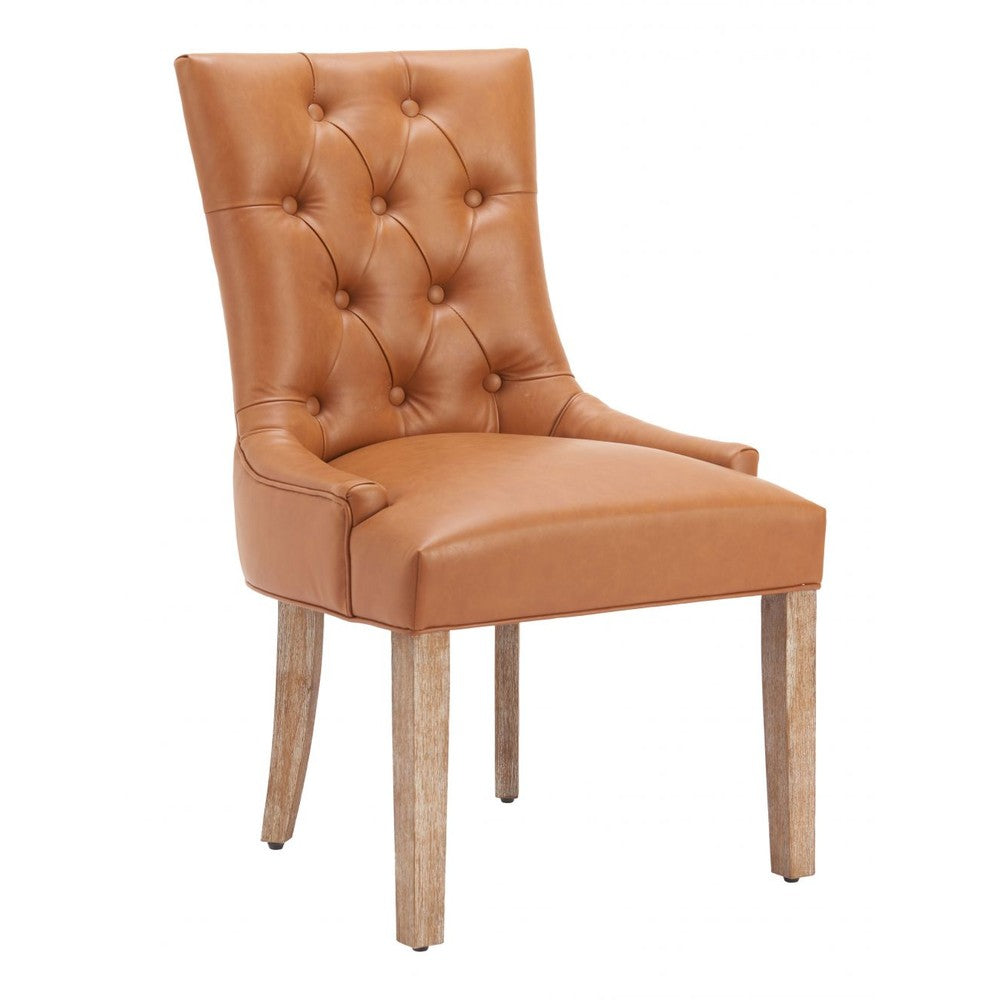 Nuby Dining Chair Zuo 110786 | Faux Leather, Whitewashed Poplar Wood | Brown