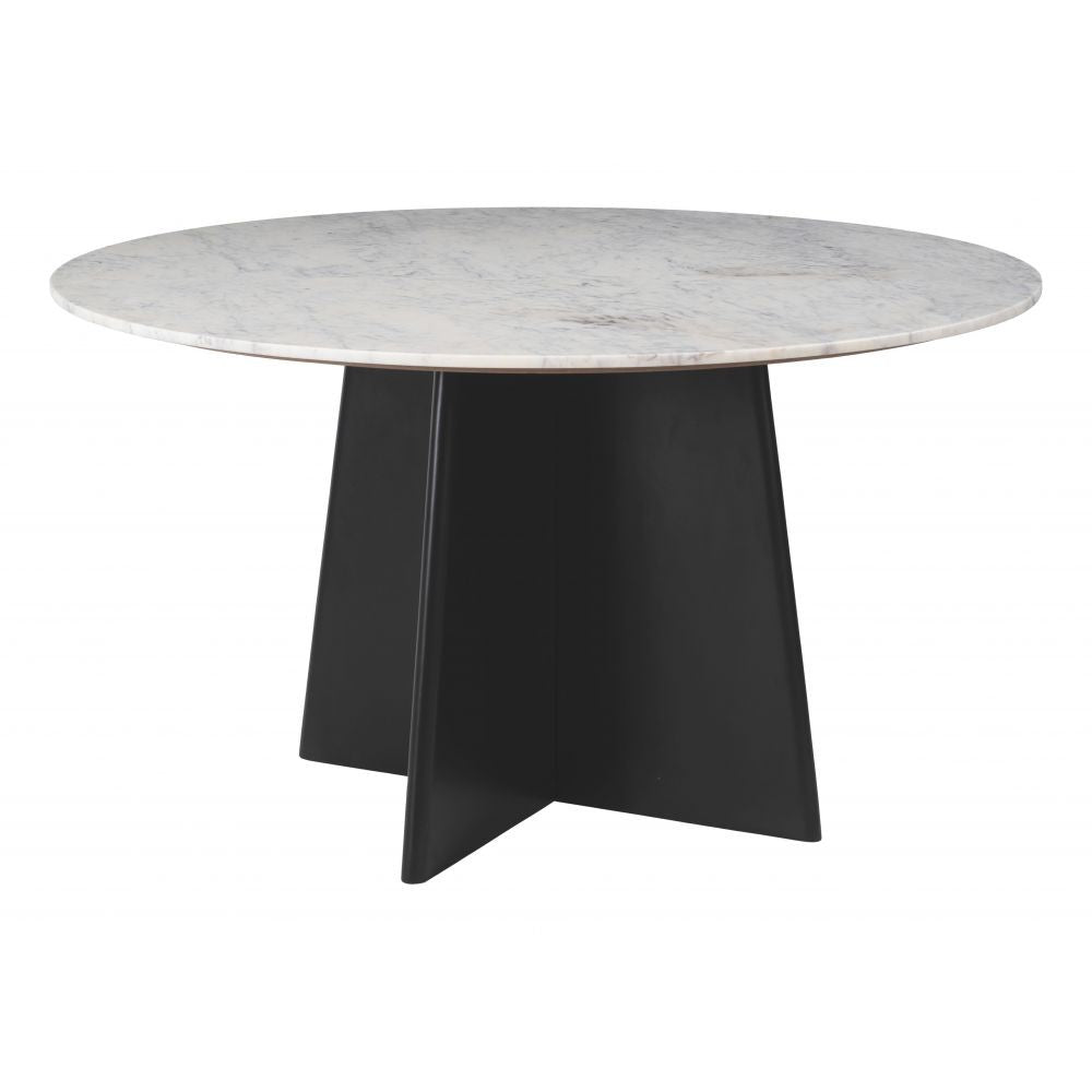 Strela Dining Table Zuo 110808 | Natural Marble, MDF, Mango Wood | White & Black