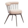 Saku Swivel Dining Chair Zuo 110819 | Textured Polyester Fabric, Powder Coated Steel | Beige & Brown