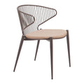 Silues Dining Chair Zuo 110822 | Faux Leather, Powder Coated Steel | Taupe & Brown