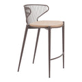 Silues Counter Stool Zuo 110823 | Faux Leather, Powder Coated Steel | Taupe & Brown